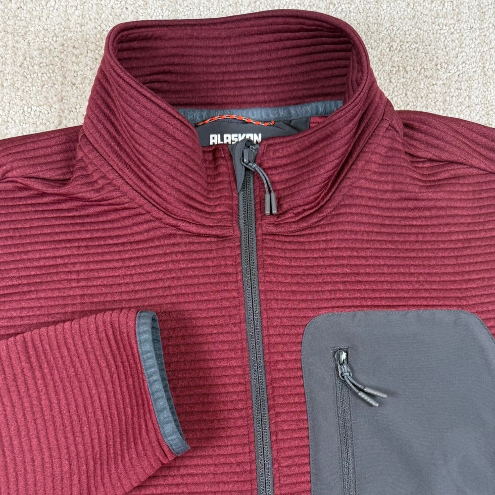 Alaskan Hardgear Mens Large Burgundy Standard Fit Ribbed 1/4 Zip Pullover